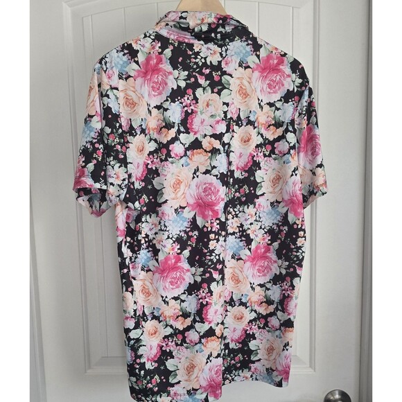 Bad Birdie M Black Floral Men's Golf Polo Shirt Golfing - Picture 4 of 6